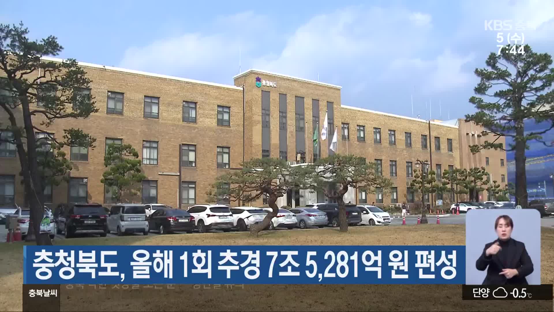 충청북도, 올해 1회 추경 7조 5,281억 원 편성