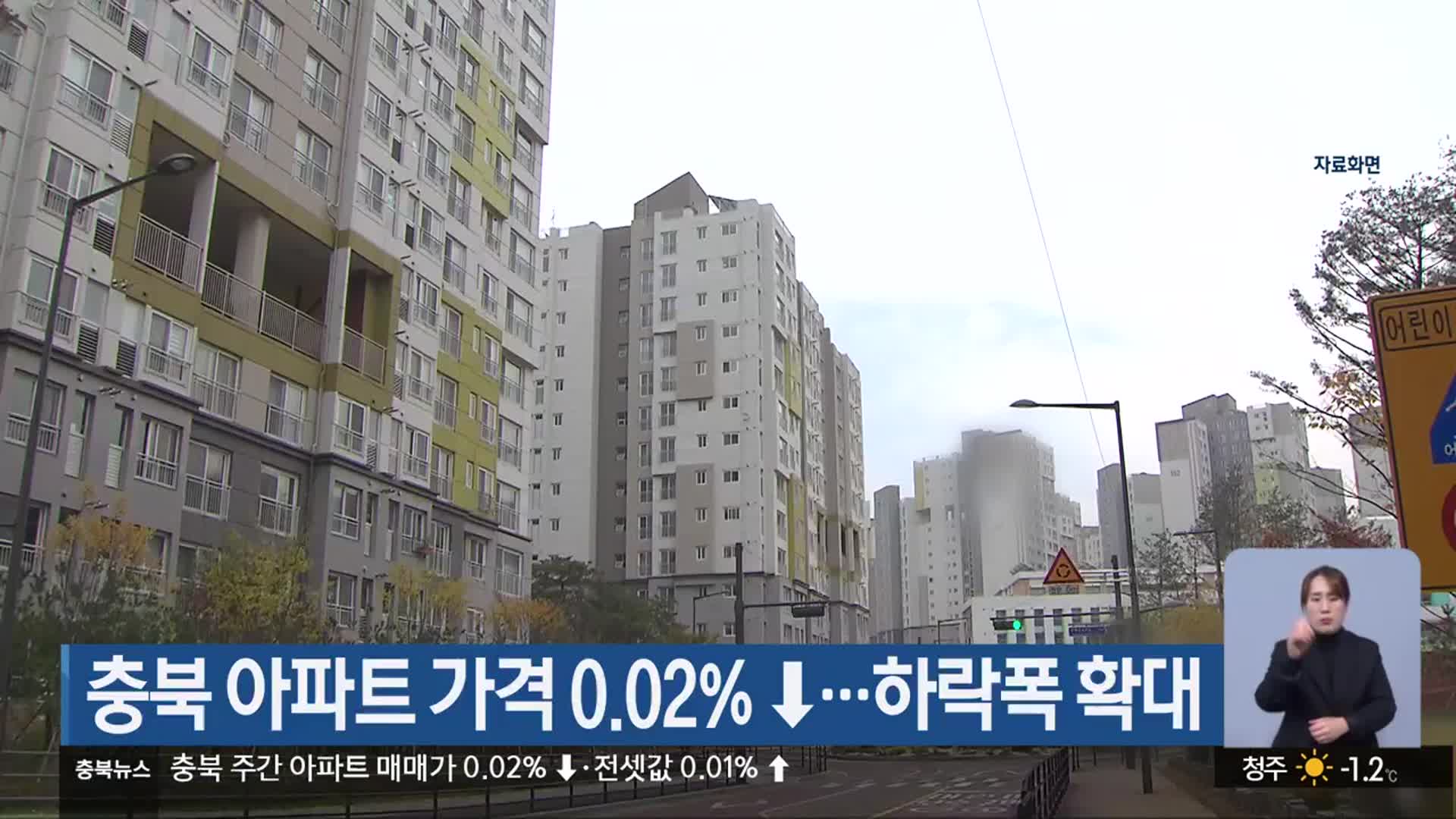 충북 아파트 가격 0.02%↓…하락폭 확대
