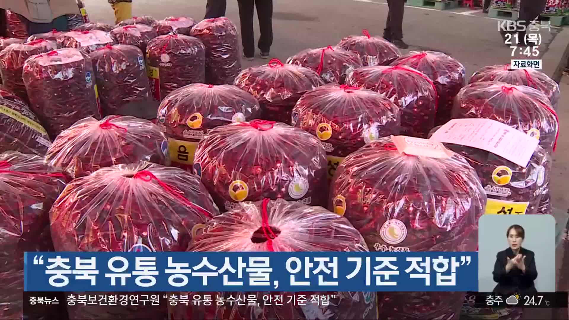 “충북 유통 농수산물, 안전 기준 적합”