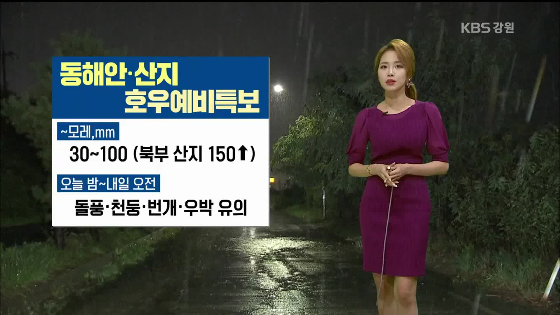 [날씨] 강원 동해안·산지 호우예비특보…모레까지 30~150㎜ 비