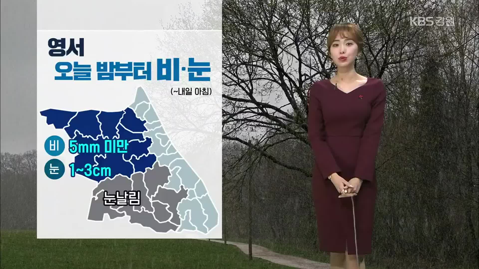 [날씨] 강원 영서 오늘 밤부터 눈·비…영동 건조주의보