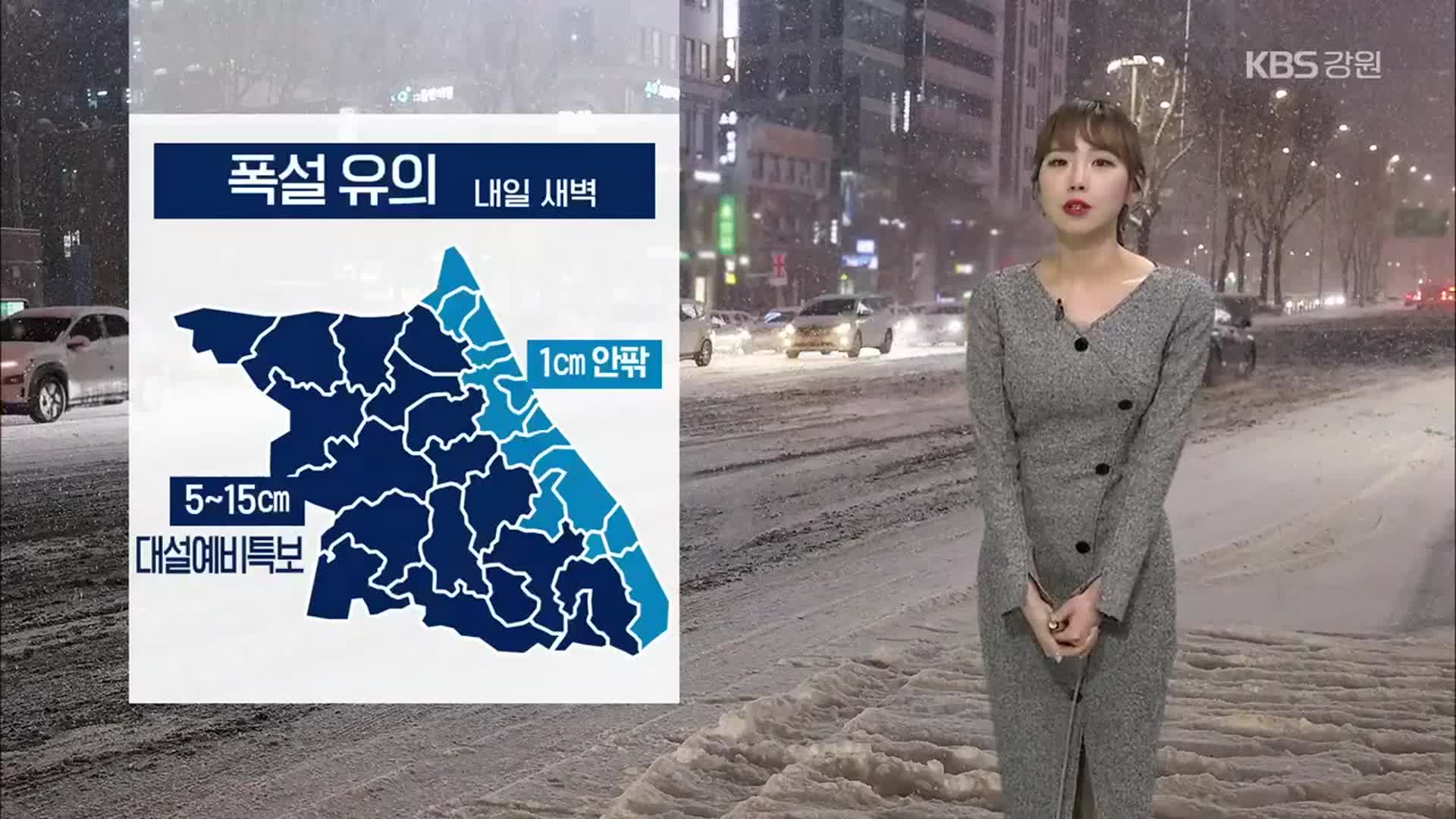 [날씨] 강원 대설 예비특보…내일 새벽까지 최고 15㎝ 눈