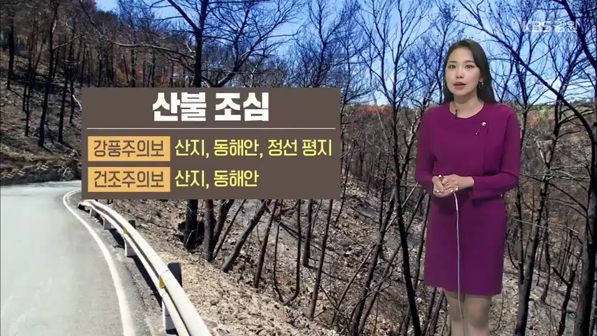 [날씨] 강원 영동 ‘강풍·건조 주의보’ 산불 조심…큰 일교차 주의