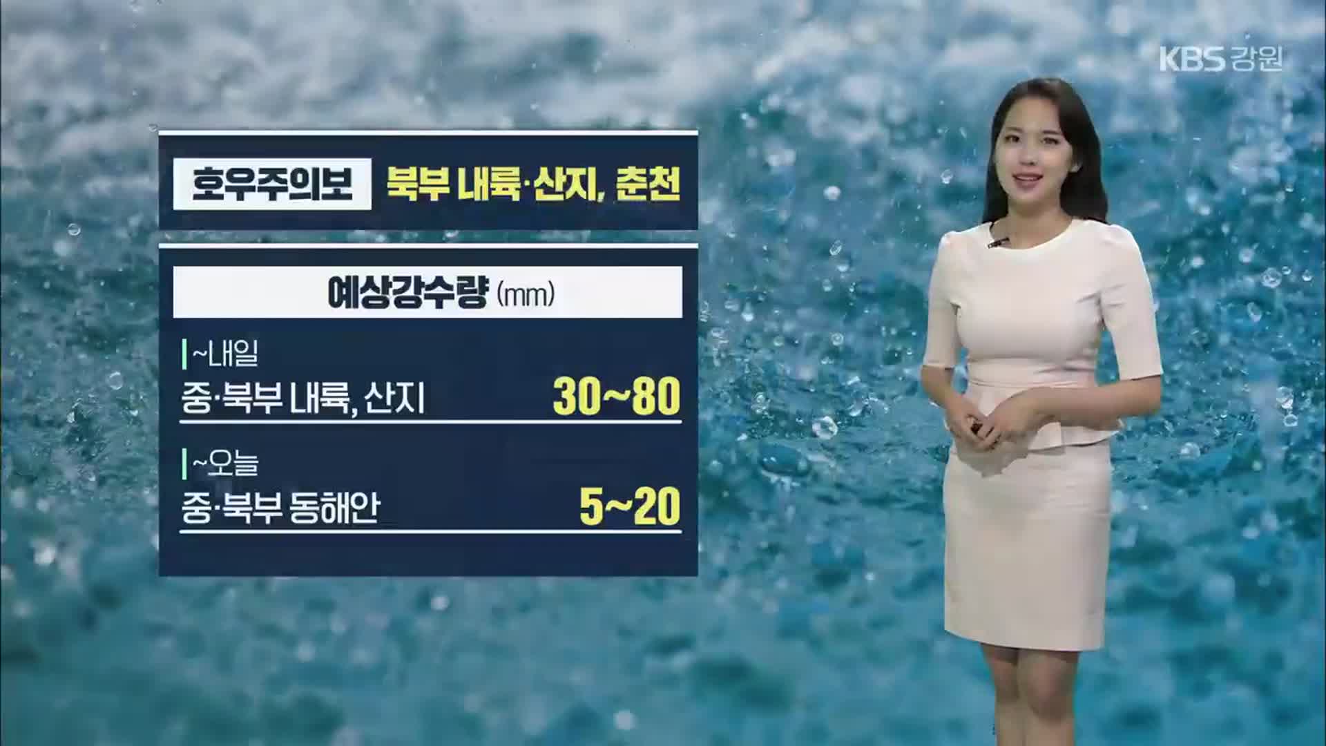 [날씨] 강원 내일까지 중·북부 내륙, 산지 최대 80㎜ ‘비’