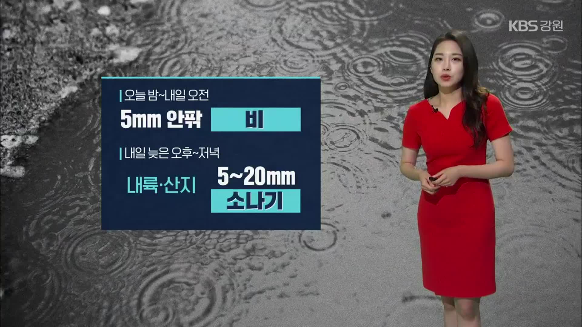 [날씨] 강원 밤부터 5mm 비…내일 낮 기온 30도 안팎