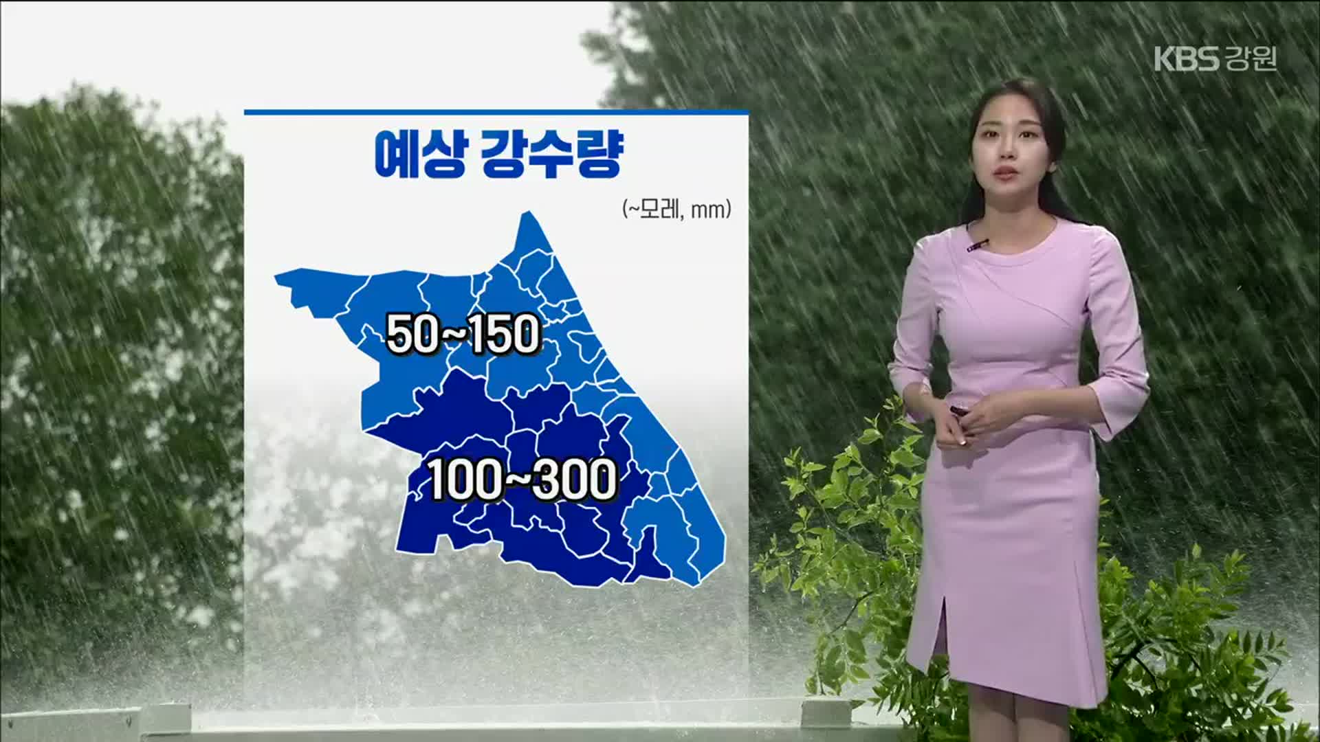 [날씨] 강원 내륙·산지 최대 300mm 비 …집중호우 피해 주의
