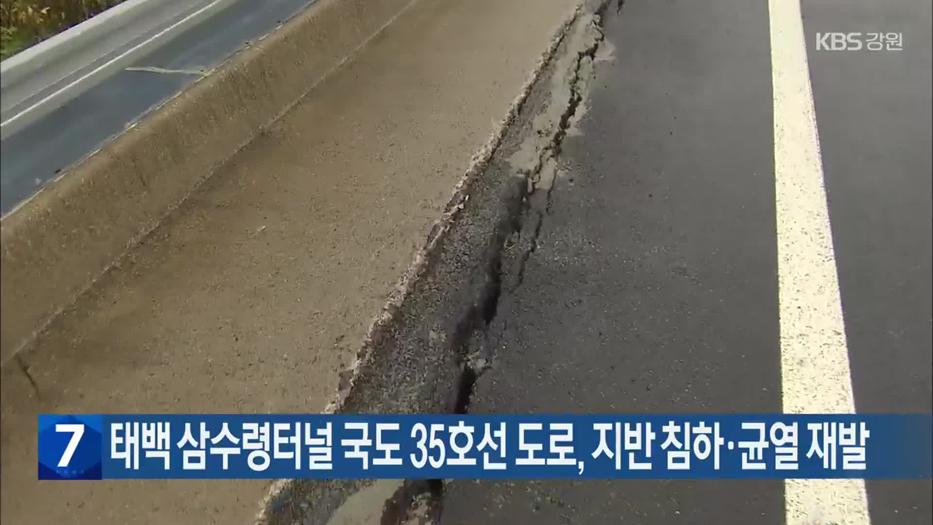 태백 삼수령터널 국도 35호선 도로, 지반 침하·균열 재발
