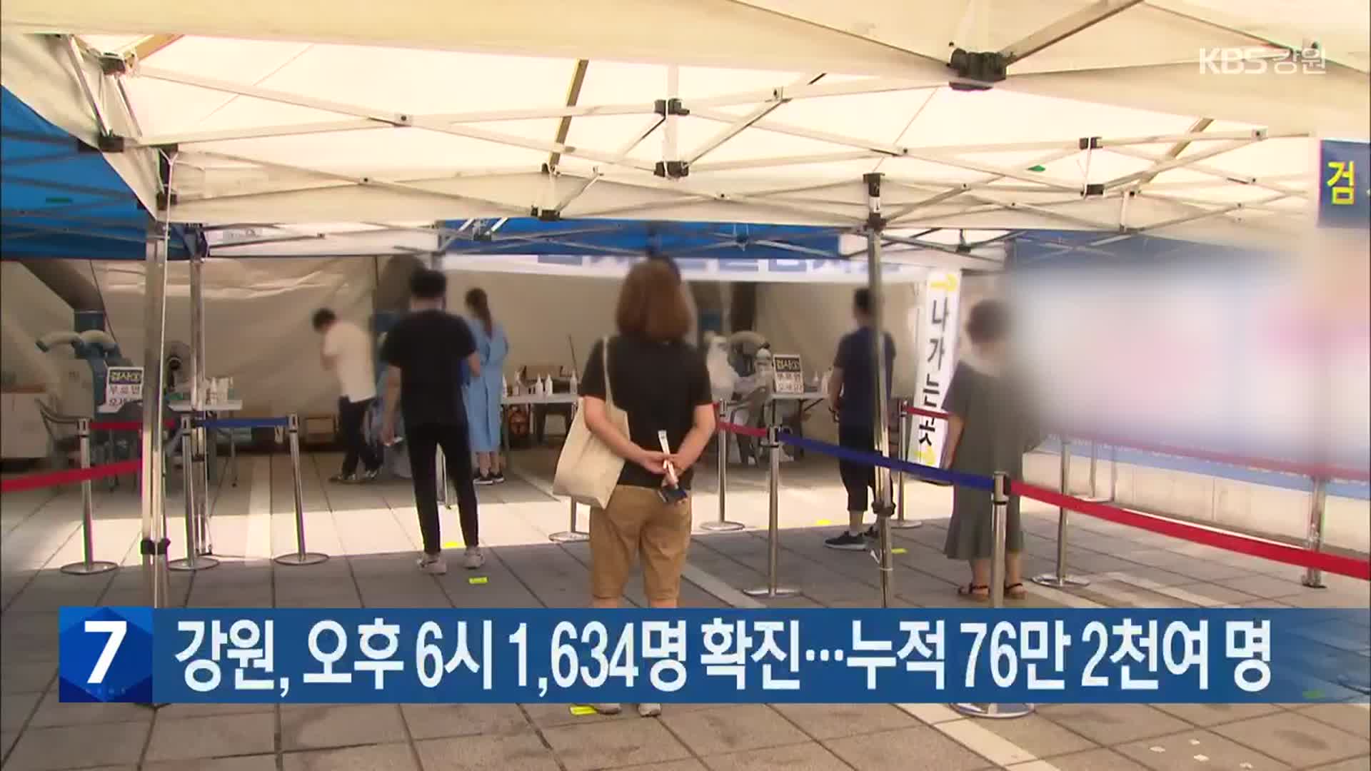 강원, 오후 6시 1,634명 확진…누적 76만 2천여 명