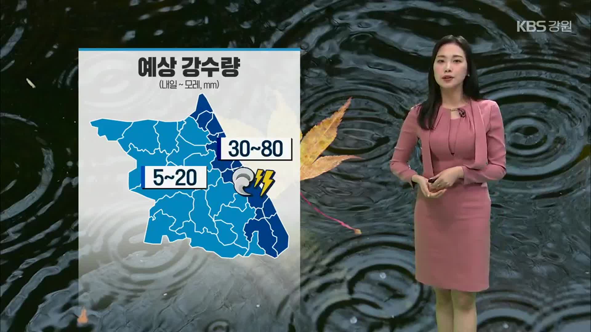 [날씨] 강원 영동 내일 최대 80mm 비…집중호우 주의