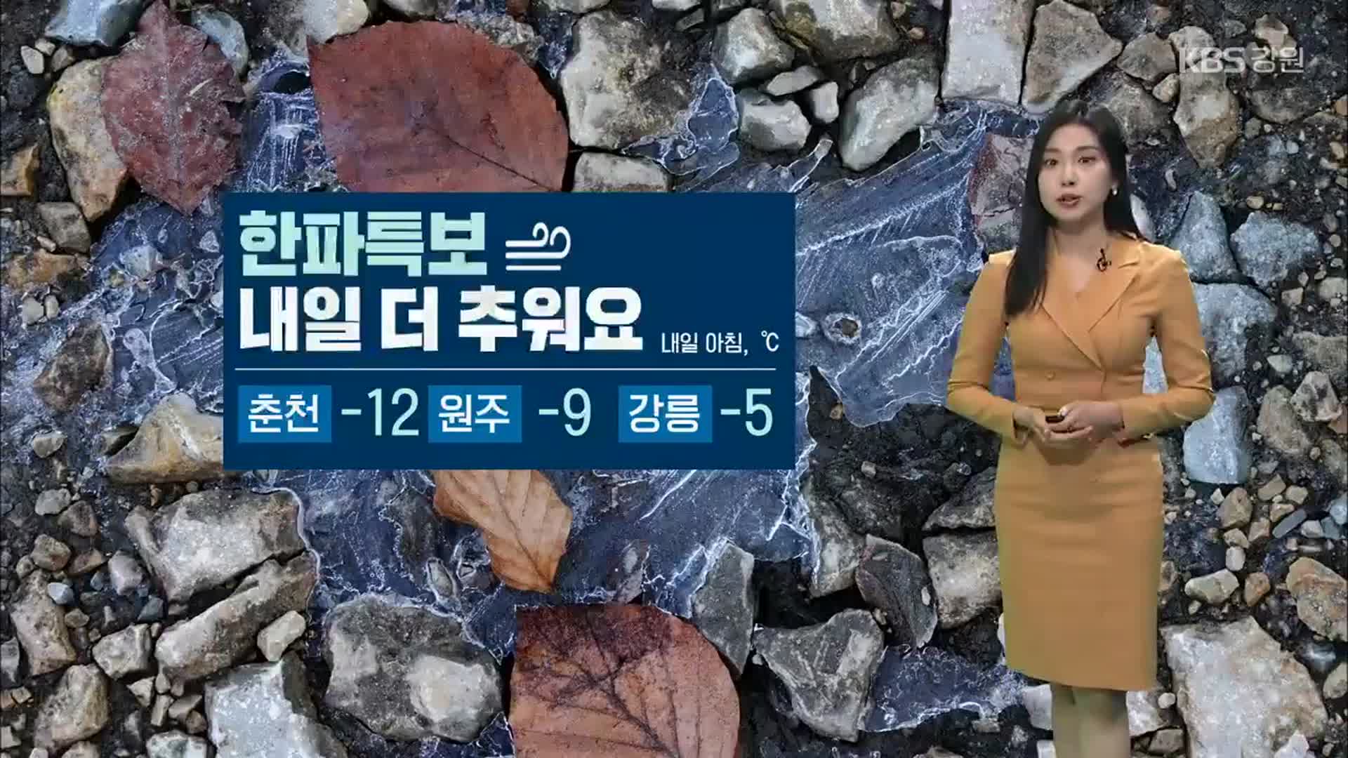 [날씨] 강원 한파특보…내일 아침 춘천 -12도·원주 -9도