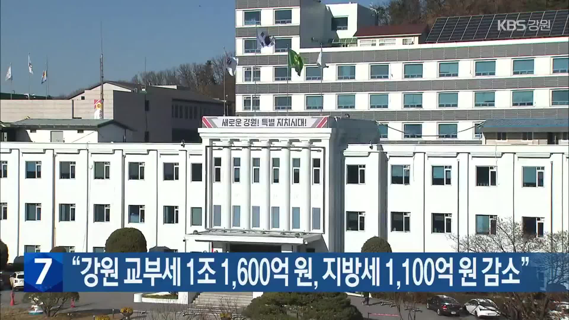 “강원 교부세 1조 1,600억 원, 지방세 1,100억 원 감소”