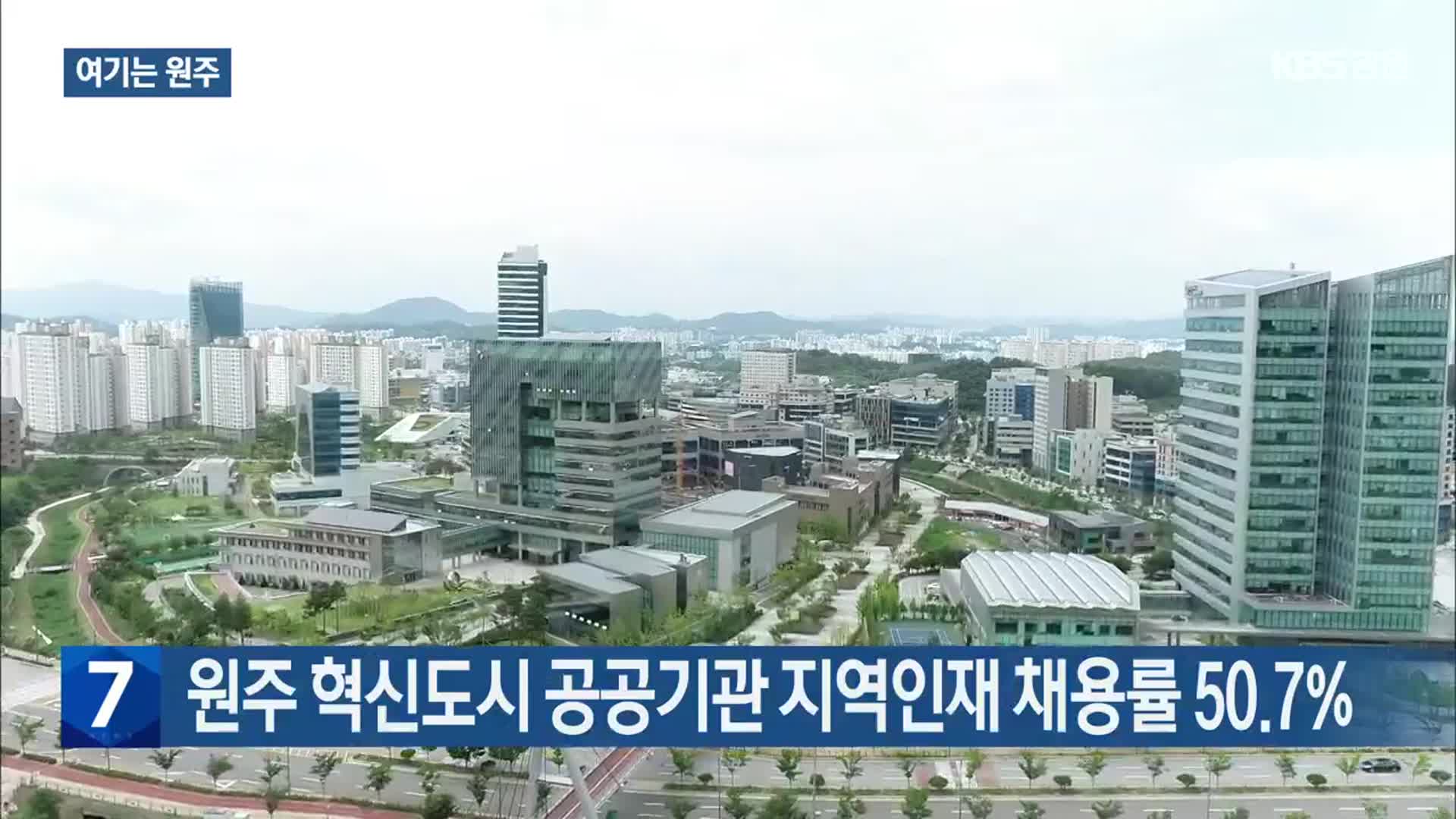 [여기는 원주] 원주 혁신도시 공공기관 지역인재 채용률 50.7% 외