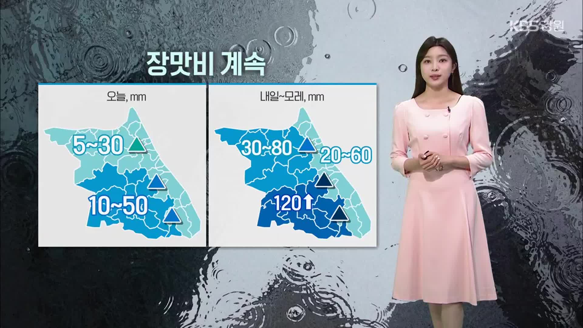 [날씨] 강원 장맛비 계속…모레 새벽~오전 시간당 최대 50mm 강한 비