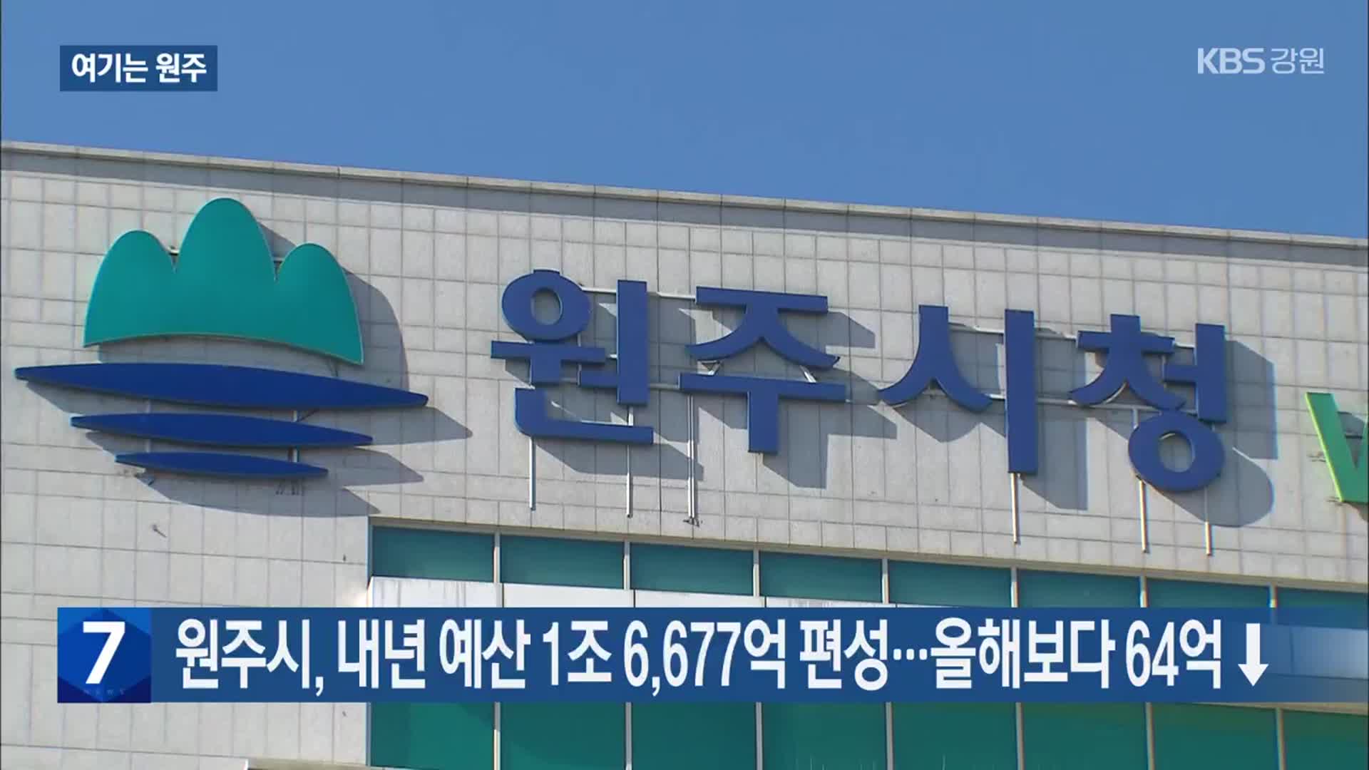 [여기는 원주] 원주시, 내년 예산 1조 6,677억 편성…올해보다 64억↓ 외