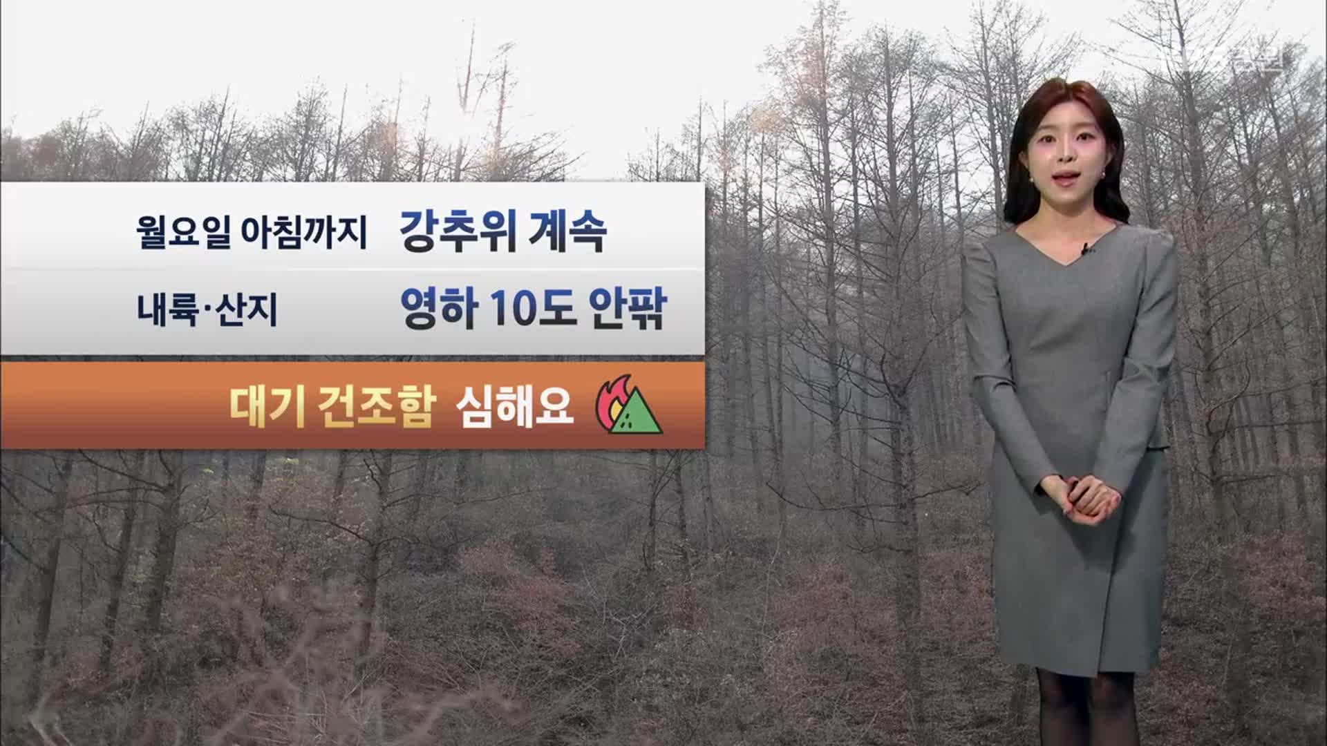 [날씨] 강원 월요일 아침까지 강추위 계속…건조한 대기·화재 주의!