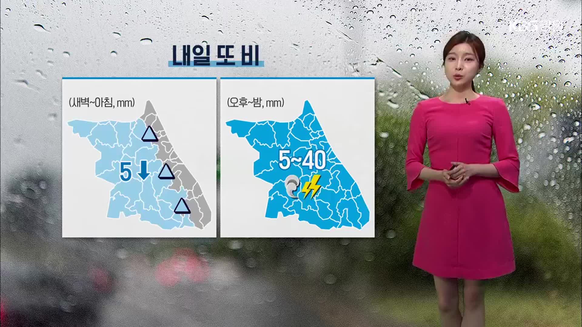 [날씨] 강원 내일도 여름 더위 이어져…오후~밤 5~40mm 소나기