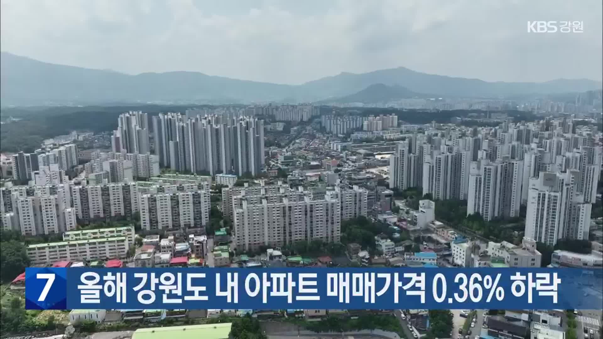 올해 강원도 내 아파트 매매가격 0.36% 하락