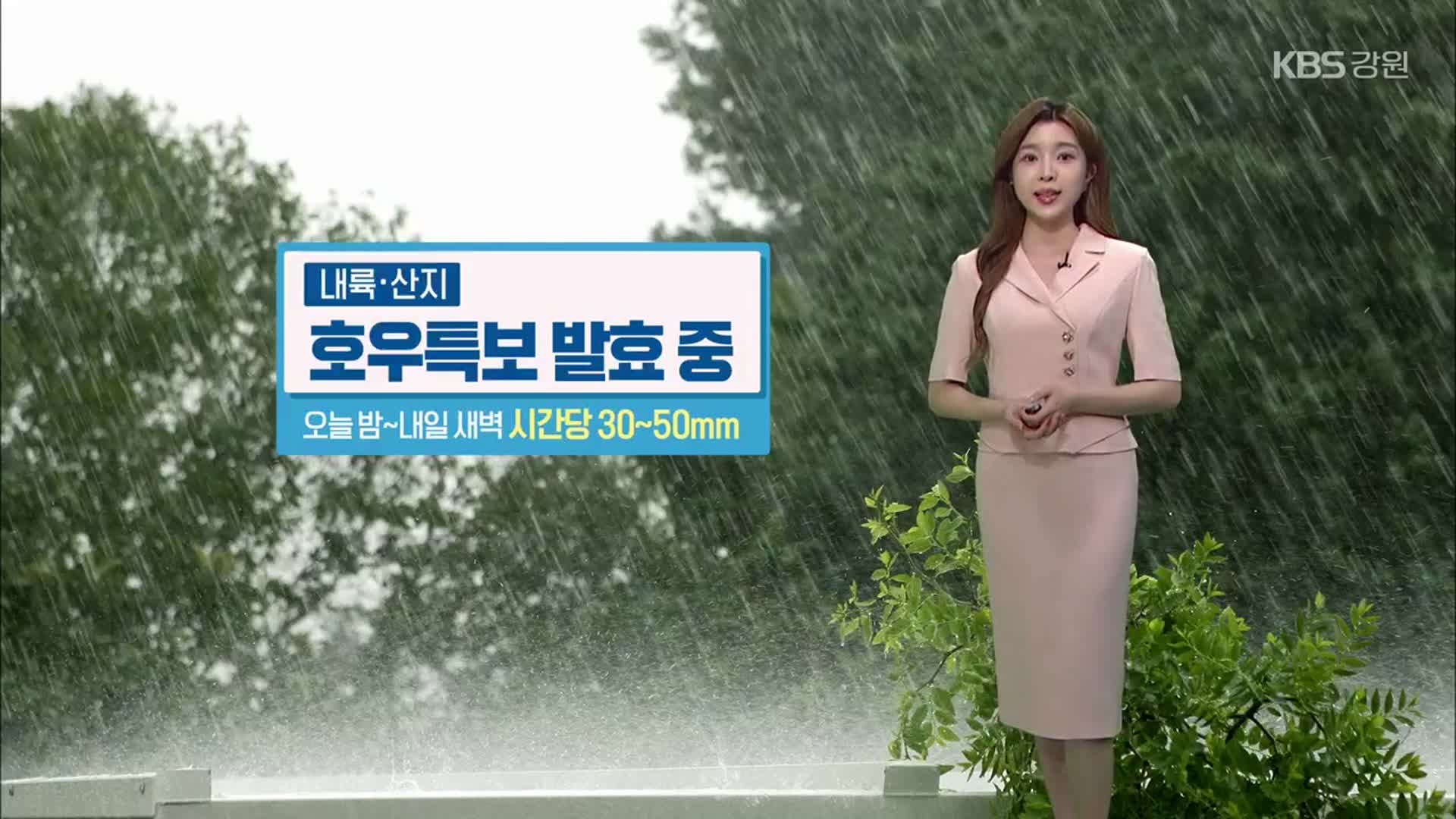 [날씨] 강원 내륙·산지 호우특보…내일까지 많은 비