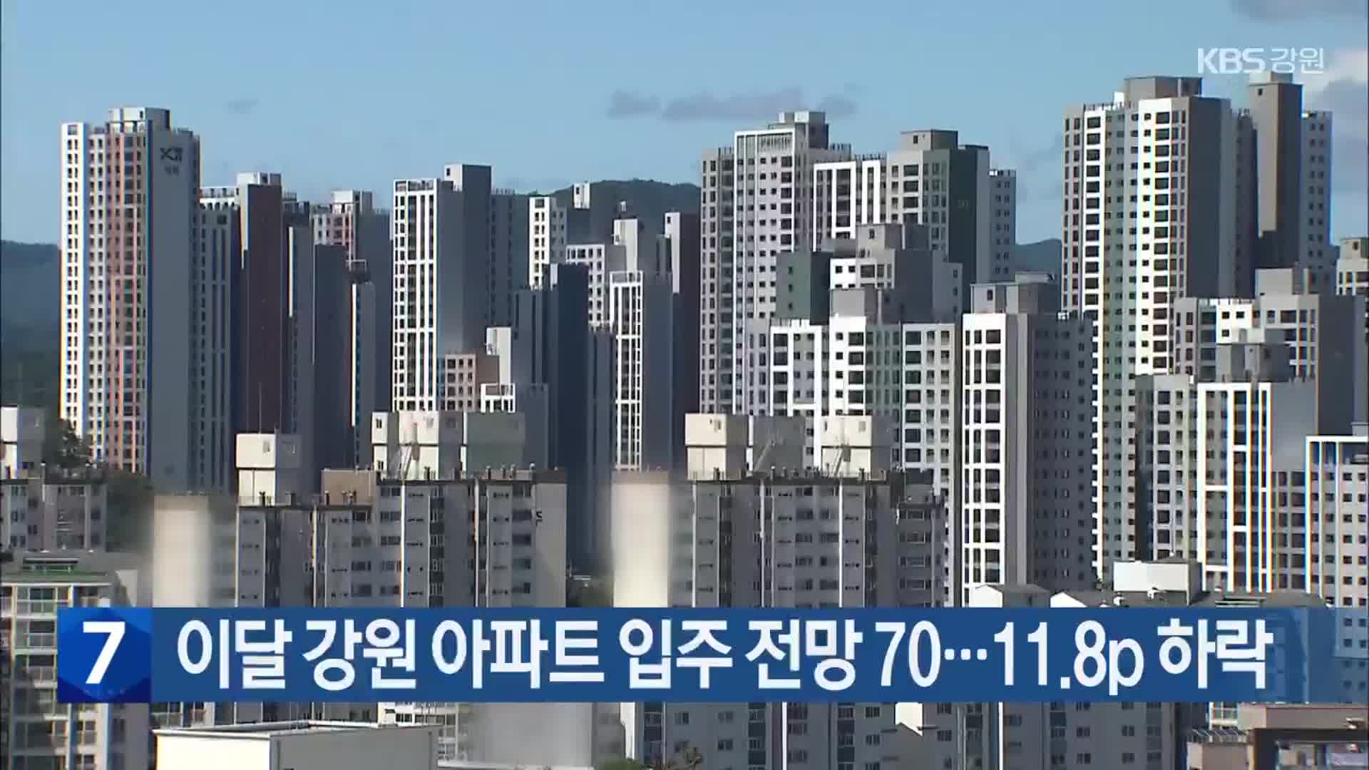 이달 강원 아파트 입주 전망 70…11.8p 하락