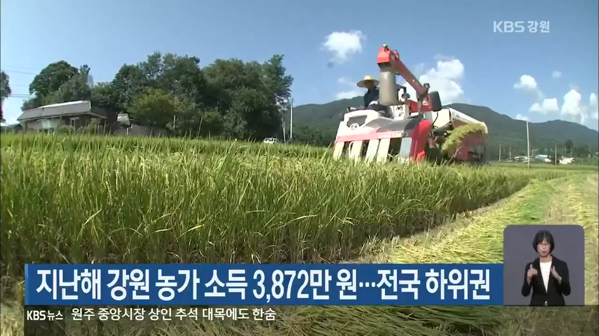 지난해 강원 농가 소득 3,872만 원…전국 하위권