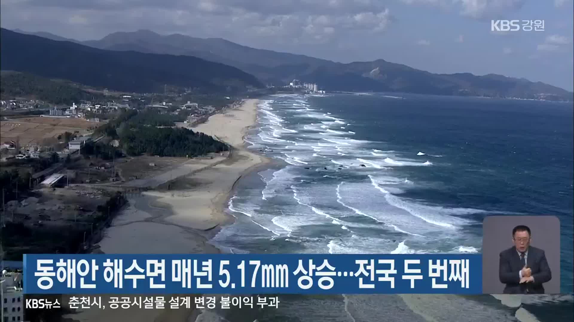 동해안 해수면 매년 5.17㎜ 상승…전국 두 번째