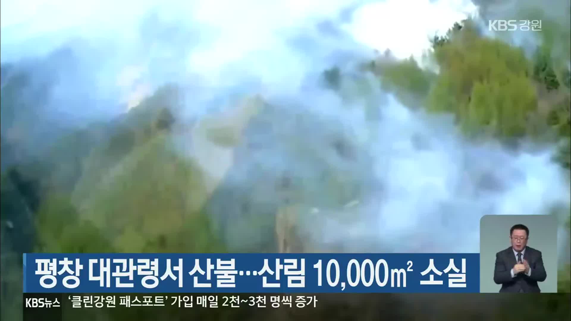 평창 대관령서 산불…산림 10,000㎡ 소실