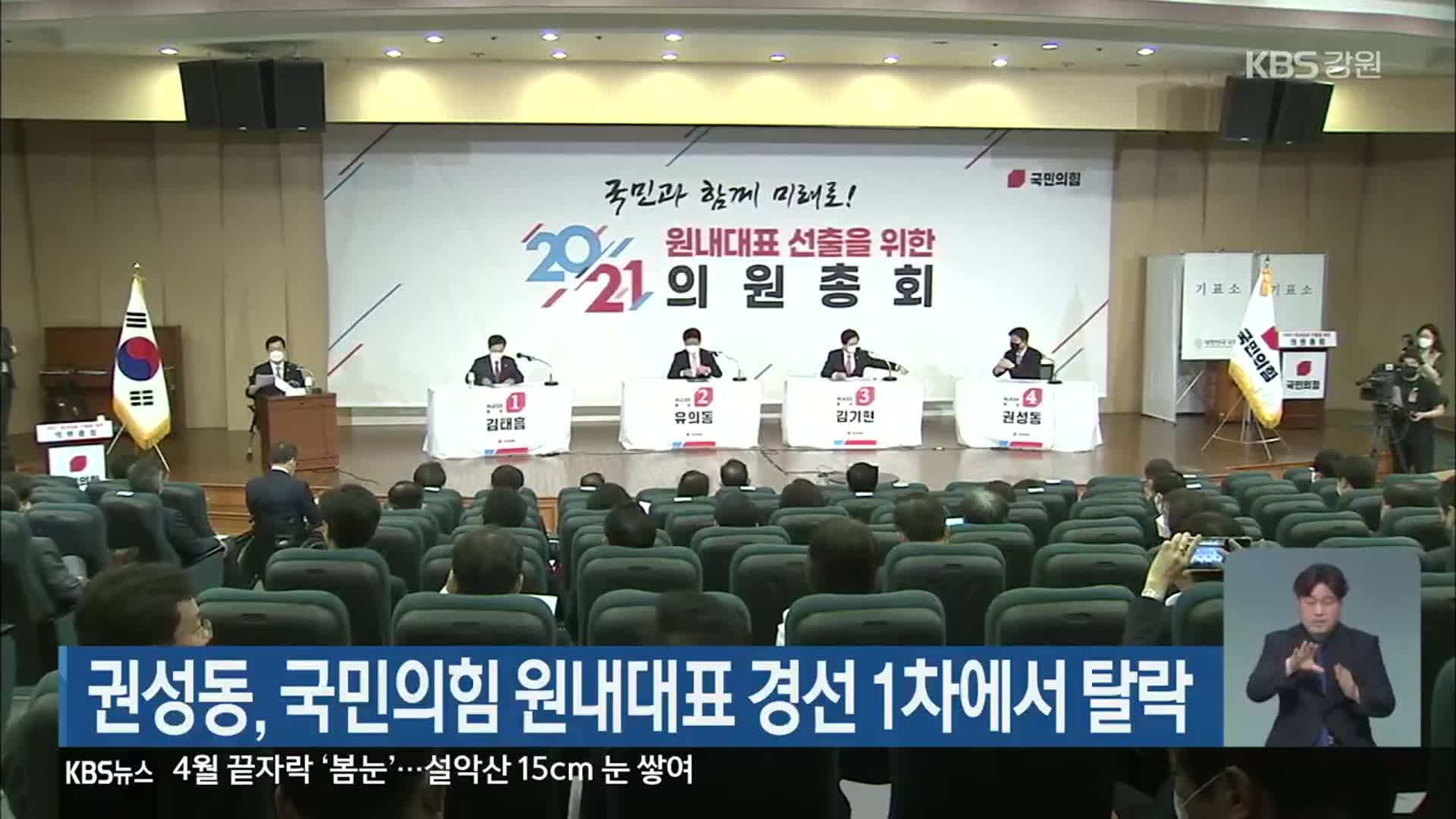 권성동, 국민의힘 원내대표 경선 1차에서 탈락