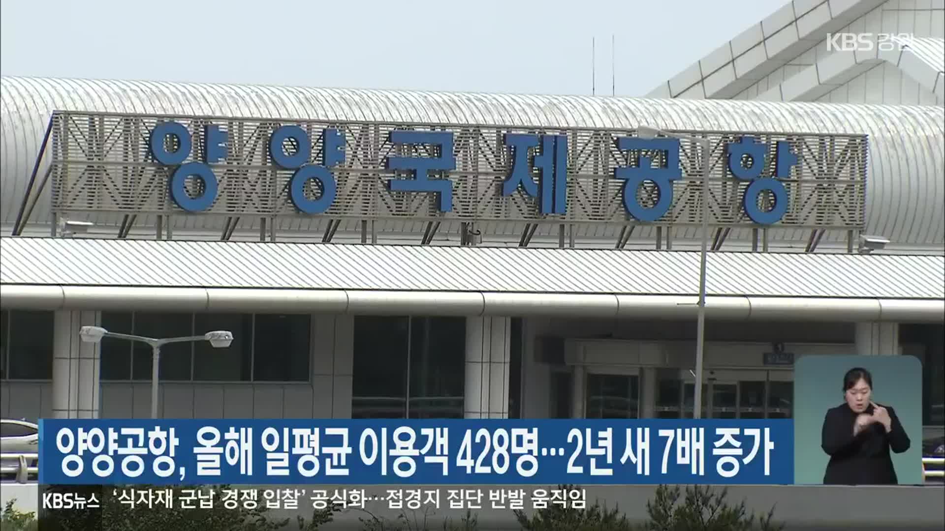 양양공항, 올해 일평균 이용객 428명…2년 새 7배 증가