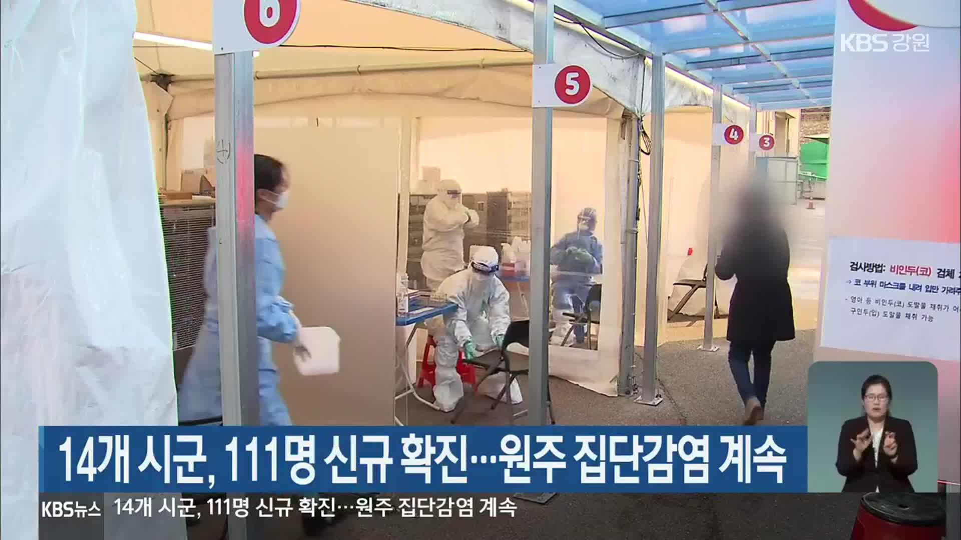 강원 14개 시군, 111명 신규 확진…원주 집단감염 계속