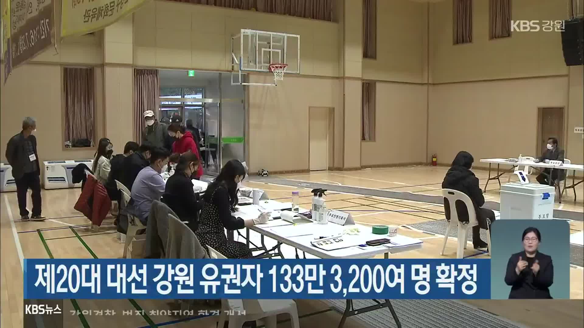제20대 대선 강원 유권자 133만 3,200여 명 확정
