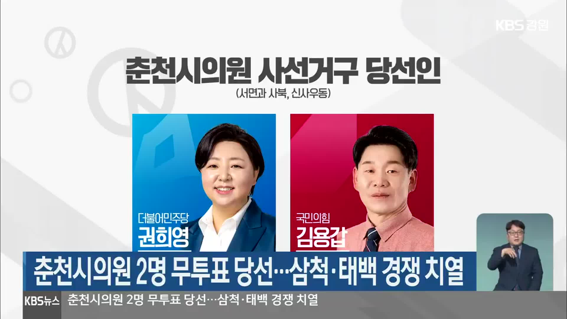 춘천시의원 2명 무투표 당선…삼척·태백 경쟁 치열