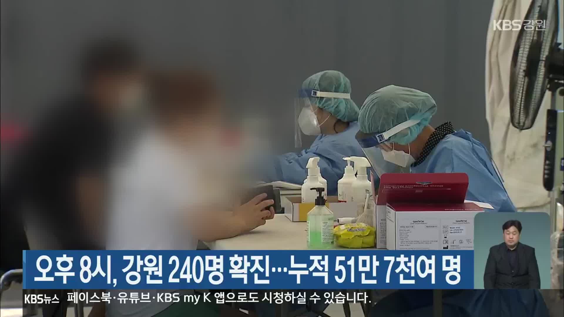 오후 8시, 강원 240명 확진…누적 51만 7천여 명