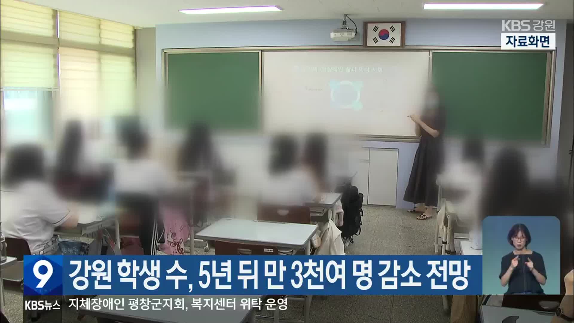 강원 학생 수, 5년 뒤 만 3천여 명 감소 전망