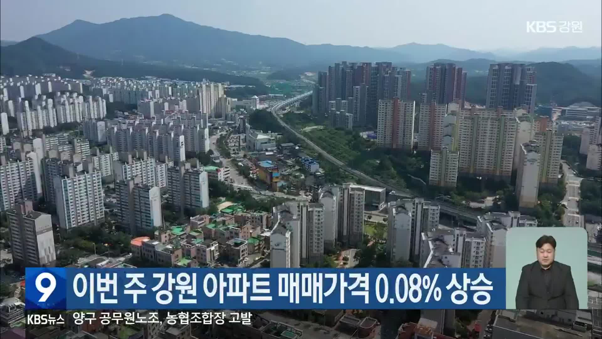 이번 주 강원 아파트 매매가격 0.08% 상승