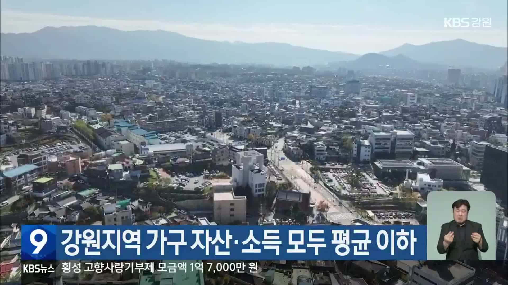 강원지역 가구 자산·소득 모두 평균 이하