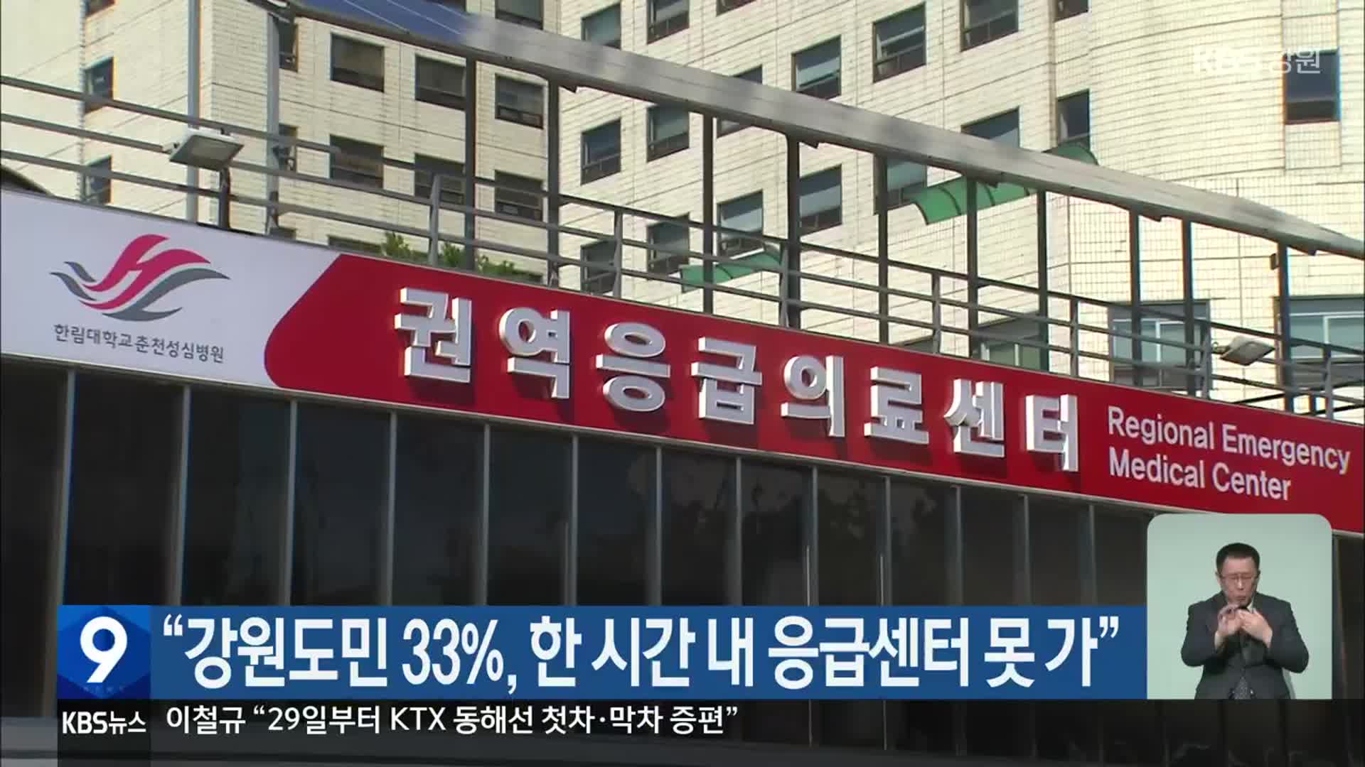 “강원도민 33%, 한 시간 내 응급센터 못 가”