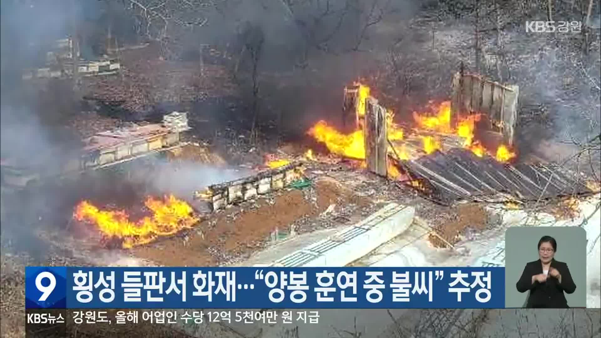 횡성 들판서 화재…“양봉 훈연 중 불씨” 추정