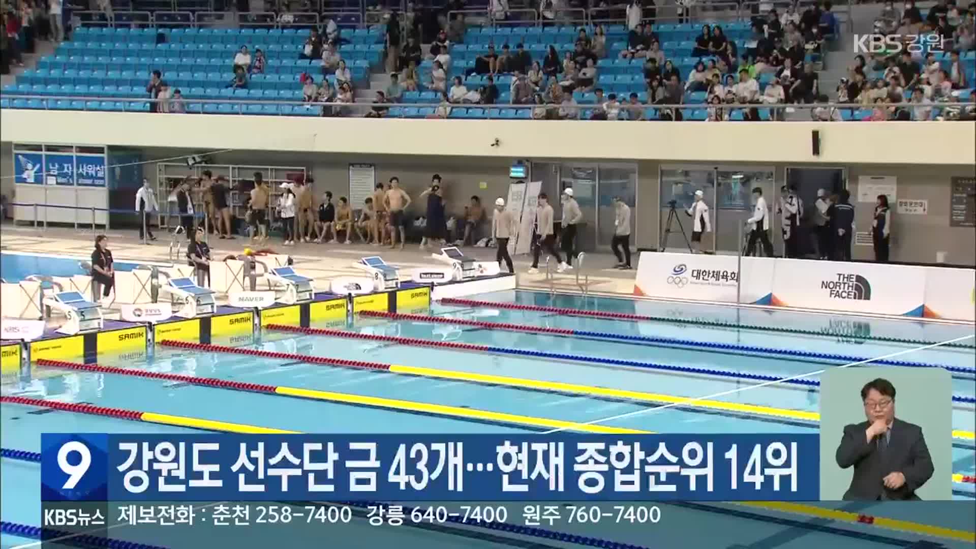 강원도 선수단 금 43개…현재 종합순위 14위