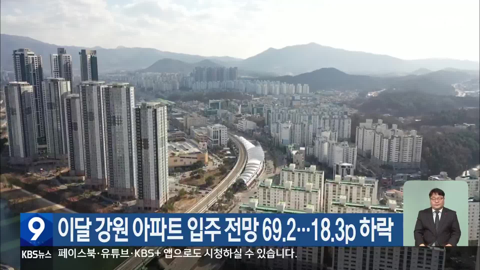 이달 강원 아파트 입주 전망 69.2…18.3p 하락