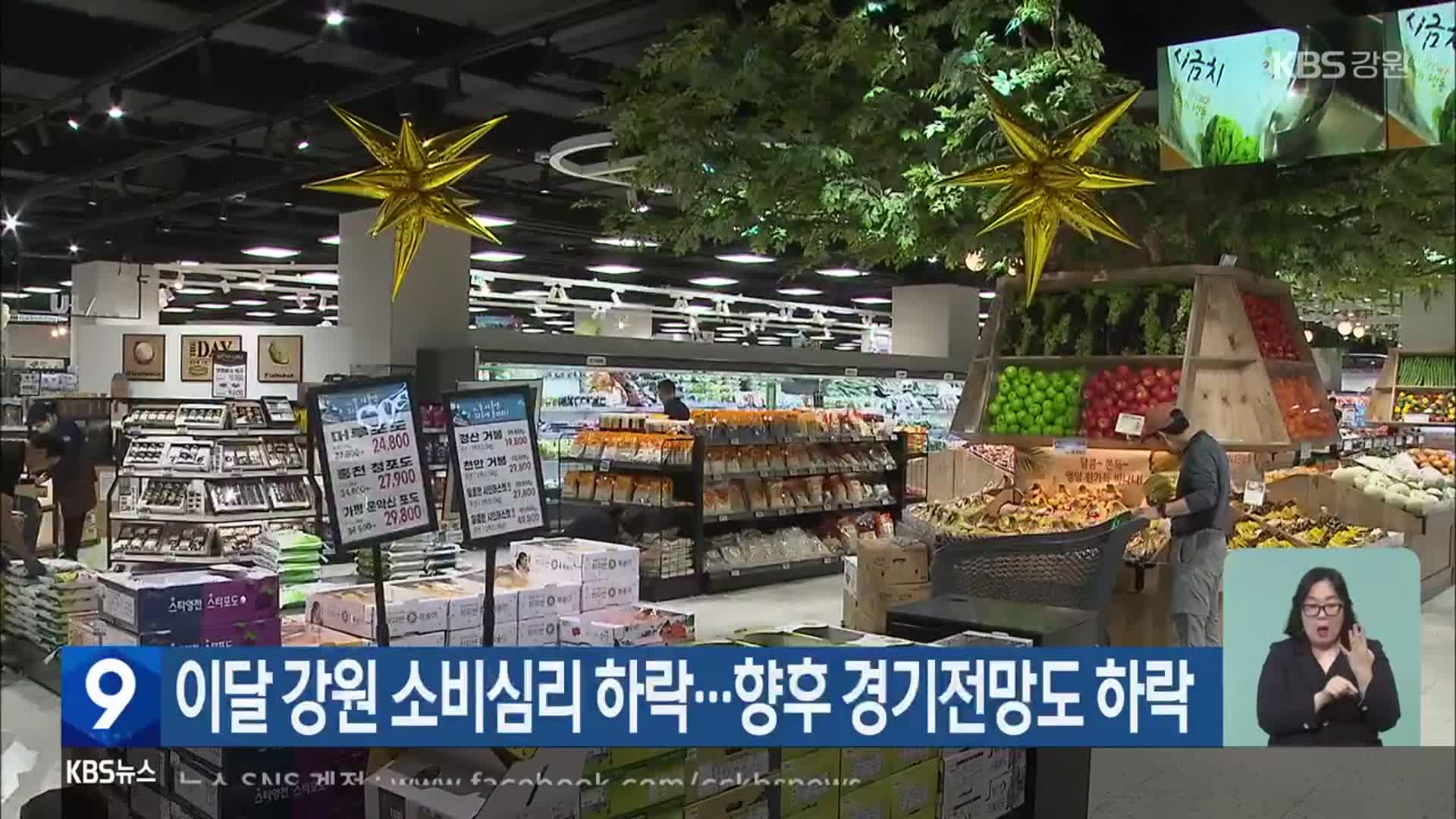 이달 강원 소비심리 하락…향후 경기전망도 하락