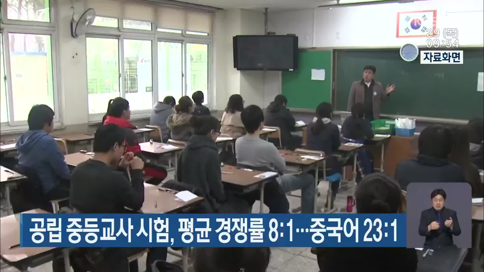 공립 중등교사 시험, 평균 경쟁률 8대 1…중국어 23대 1