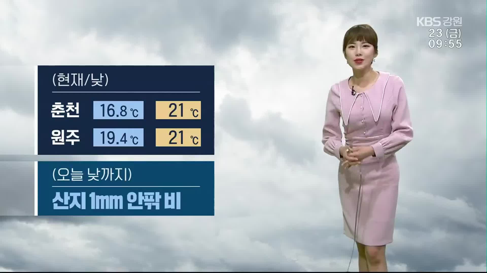 [날씨] 강원, 오늘 낮까지 1mm 비…낮 최고 14~22도