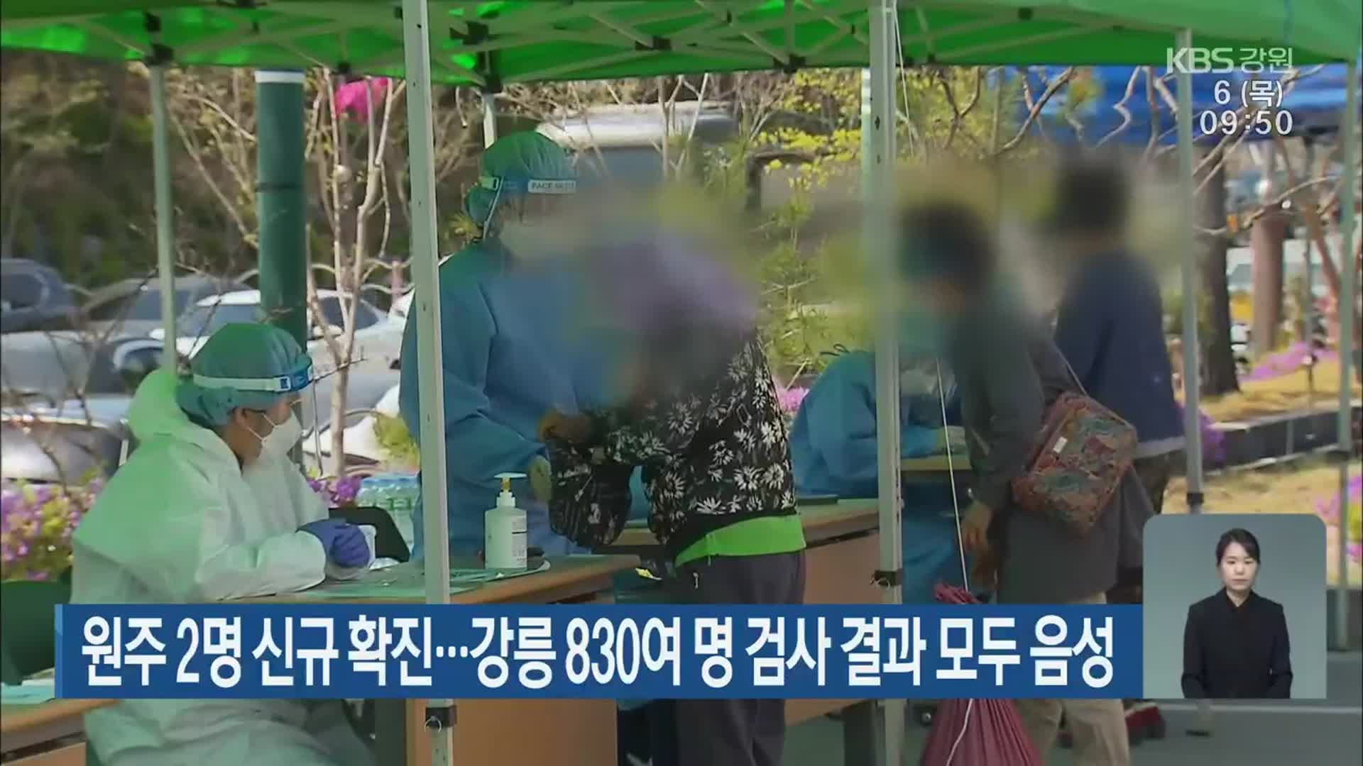 원주 2명 신규 확진…강릉 830여 명 검사 결과 모두 음성