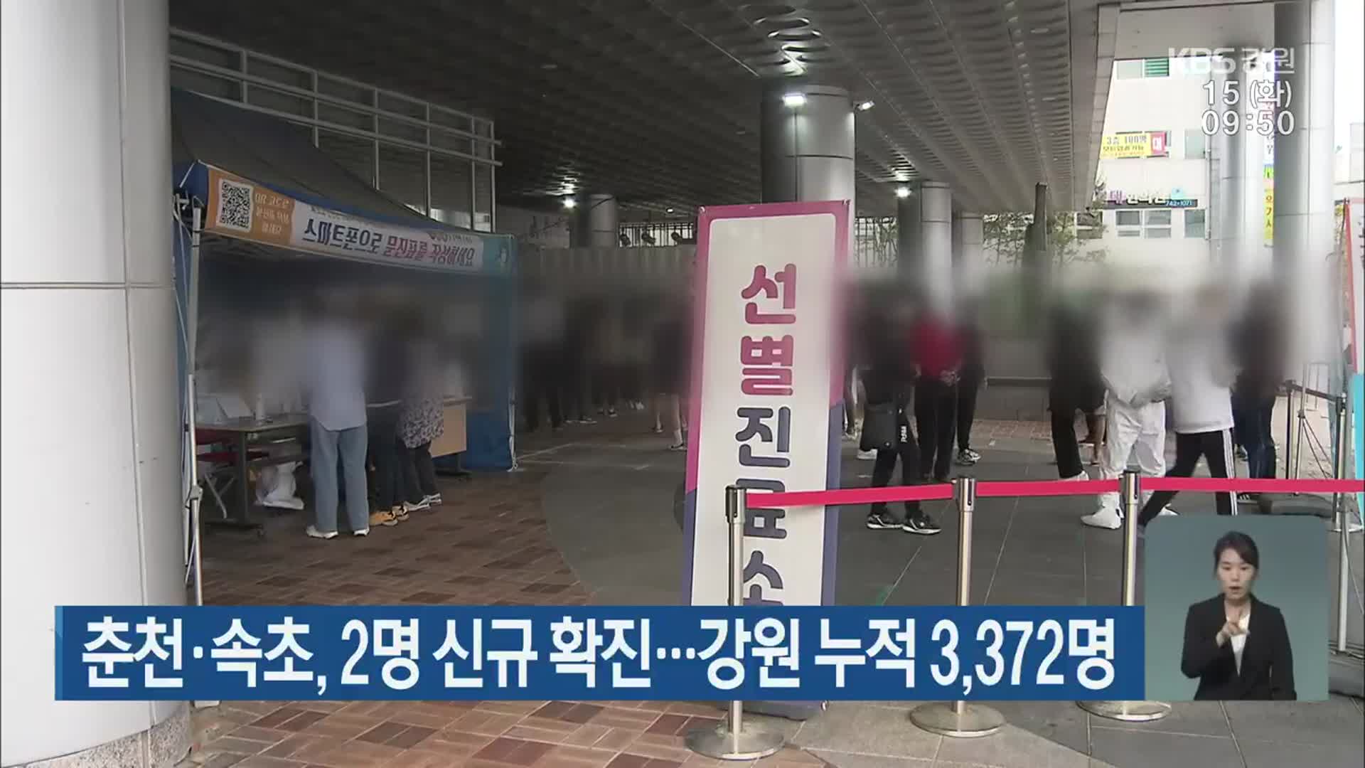 춘천·속초, 2명 신규 확진…강원 누적 3,372명