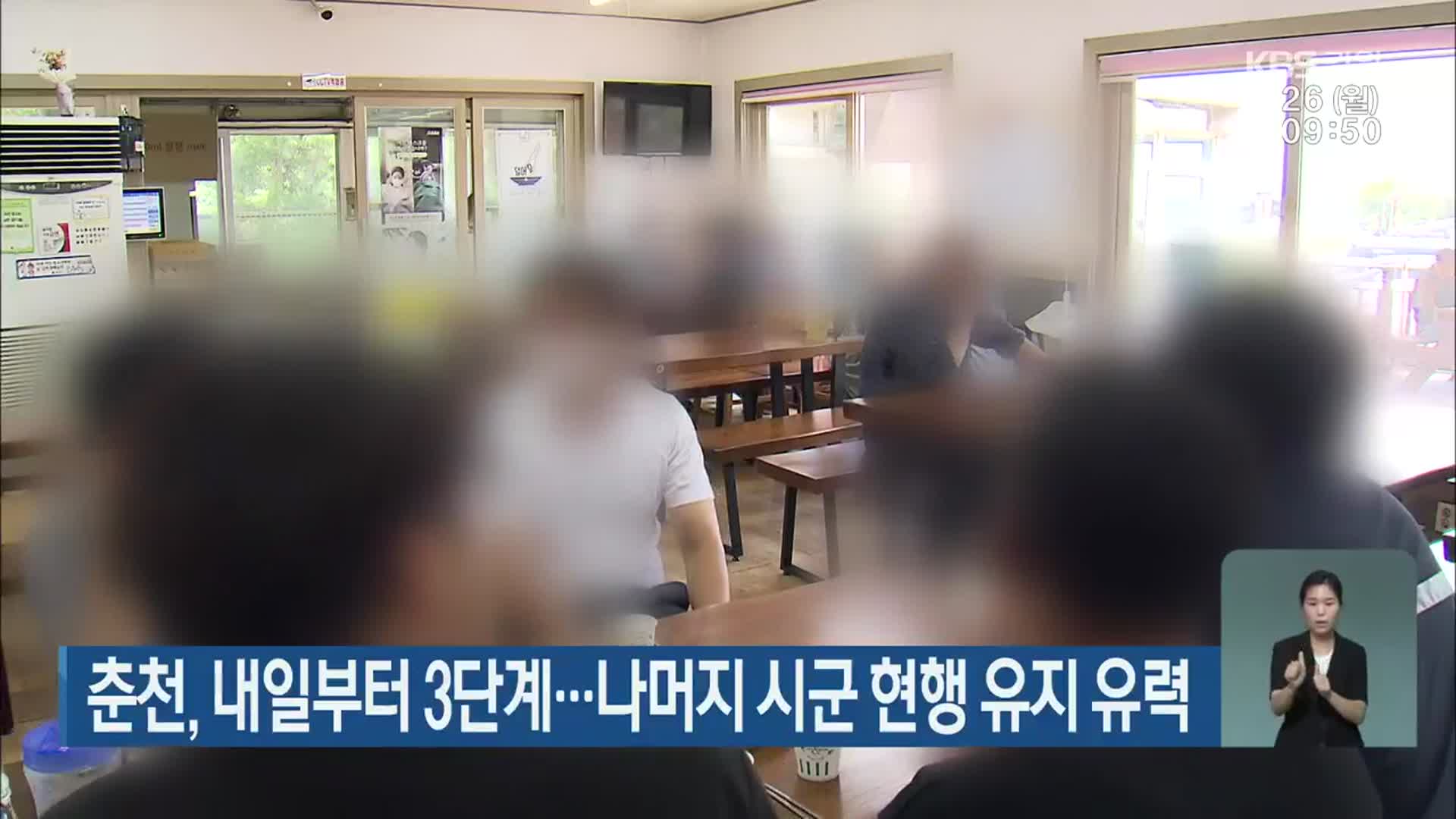 춘천, 내일부터 3단계…나머지 시군 현행 유지 유력