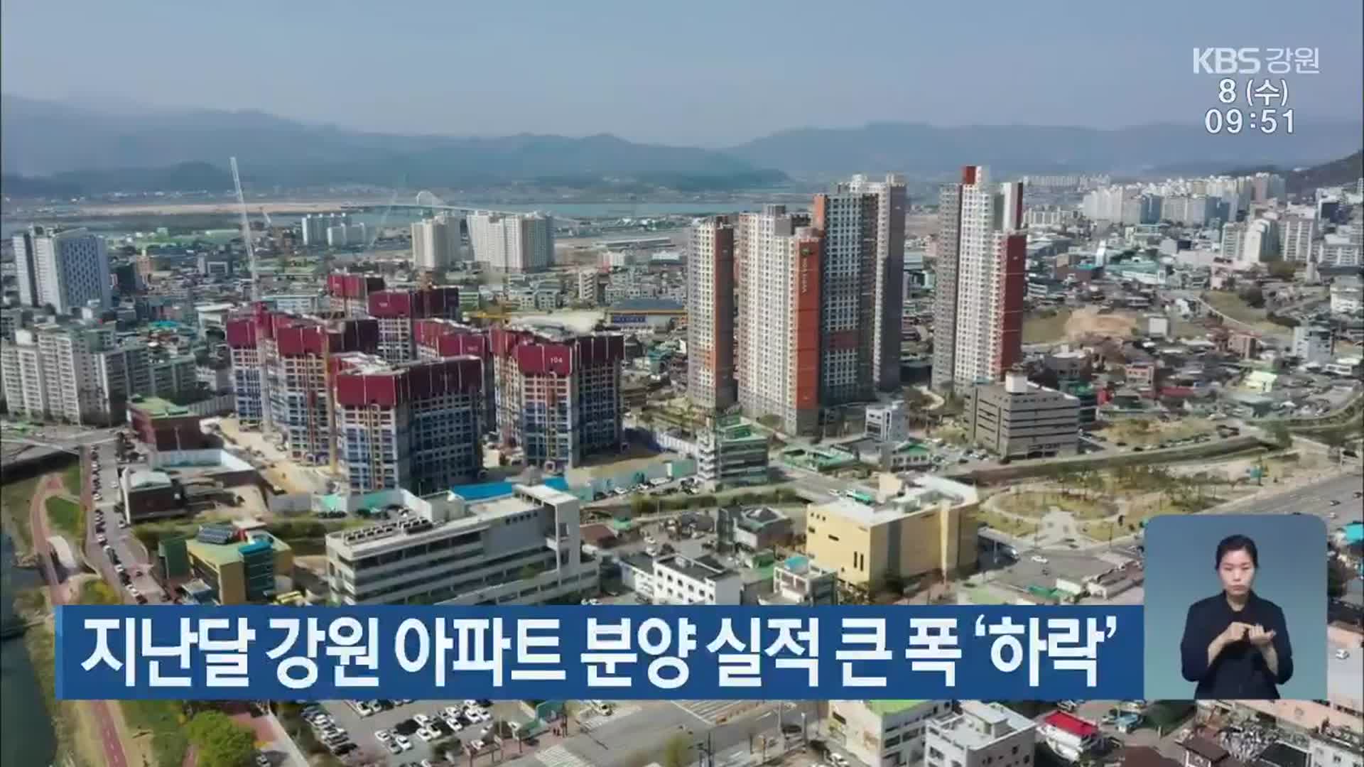 지난달 강원 아파트 분양 실적 큰 폭 ‘하락’