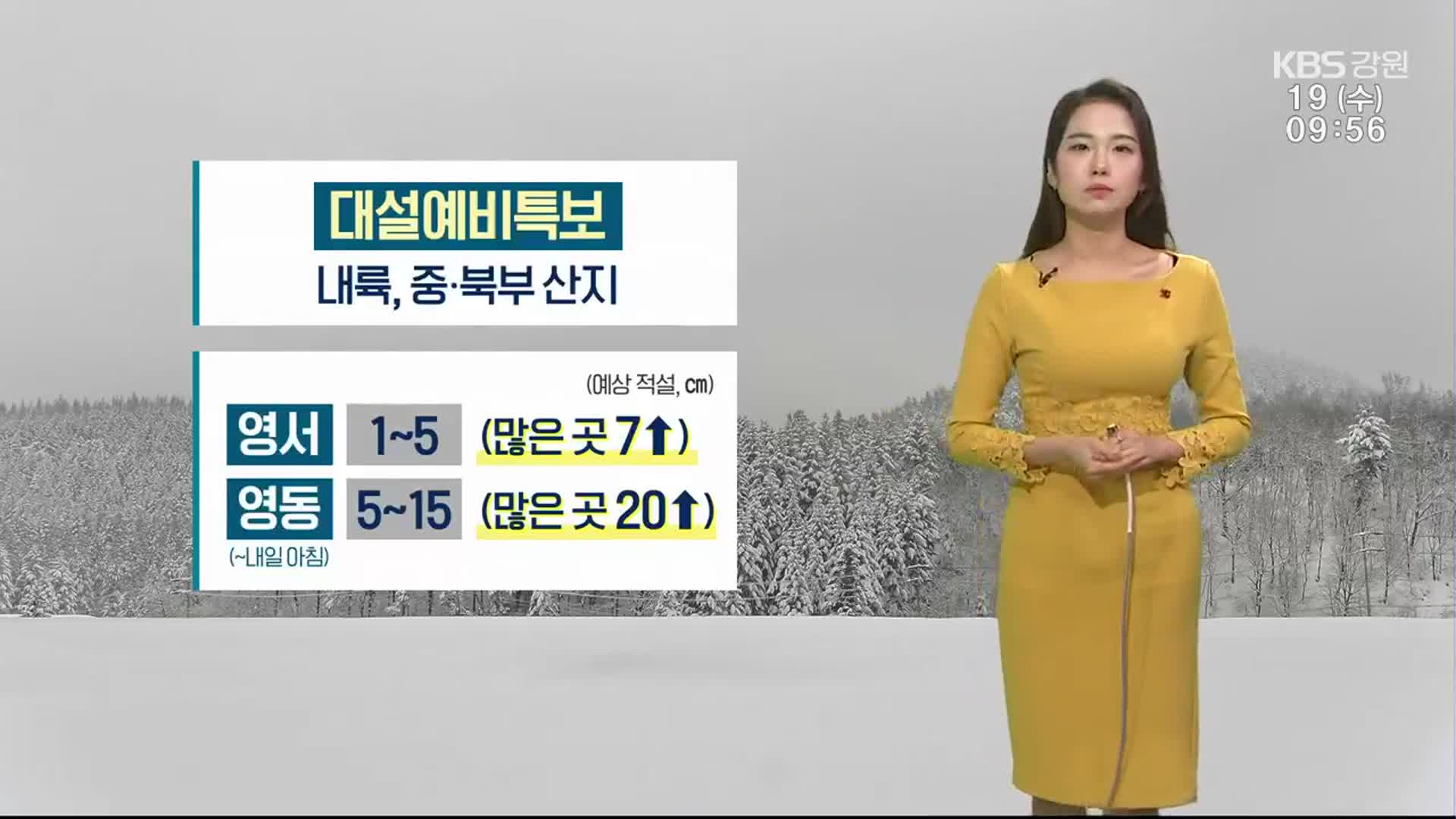 [날씨] 춘천·원주 아침 영하 7~8도…추위 속 강원 ‘대설예비특보’