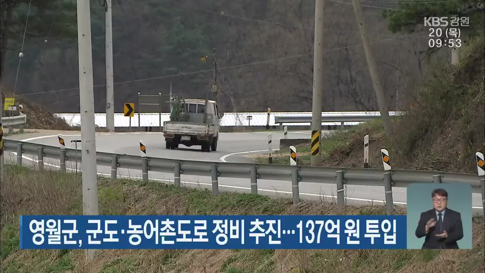 영월군, 군도·농어촌도로 정비 추진…137억 원 투입