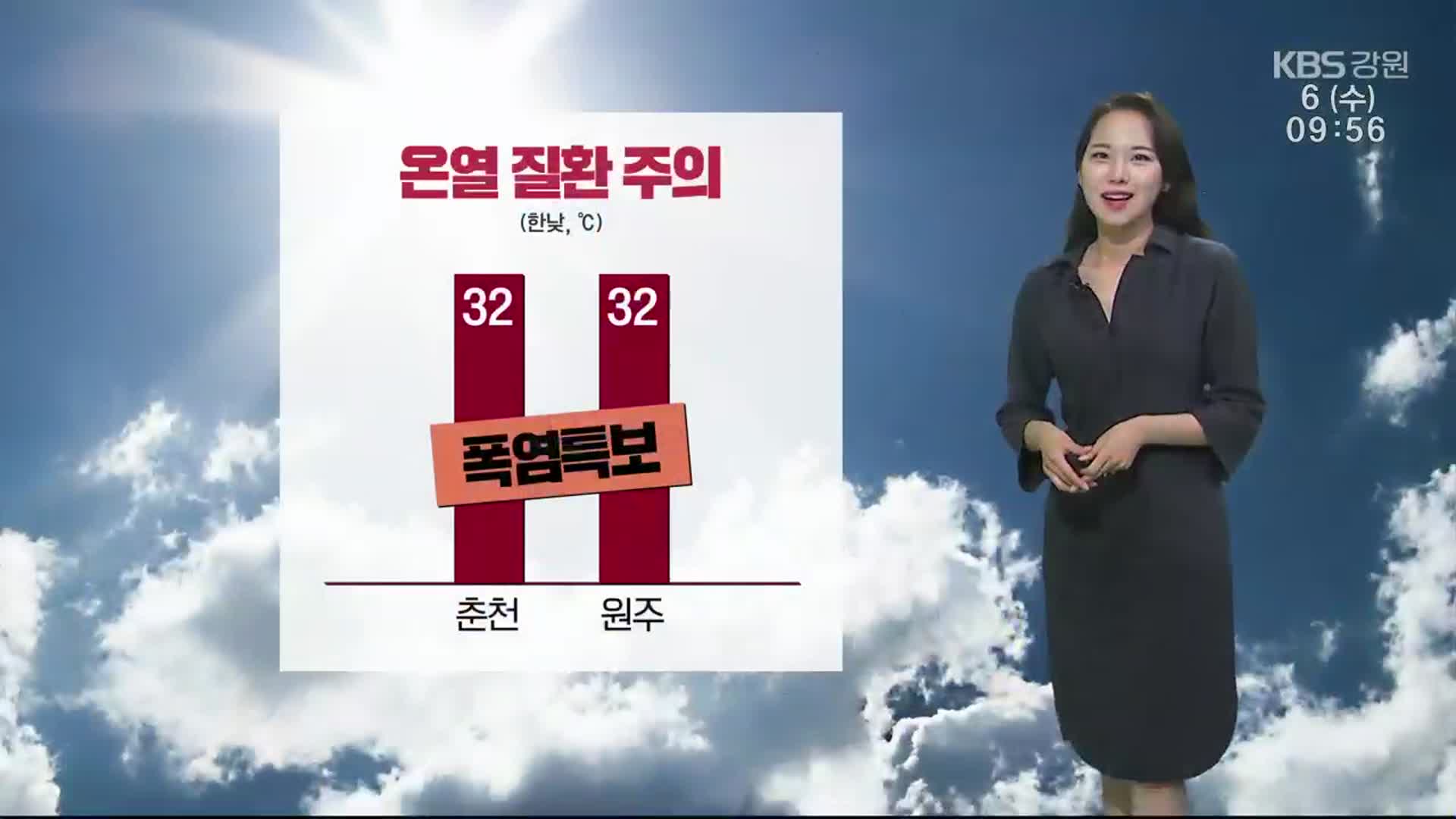 [날씨] 강원 ‘폭염특보’ 온열 질환 주의…춘천·원주 한낮 32도