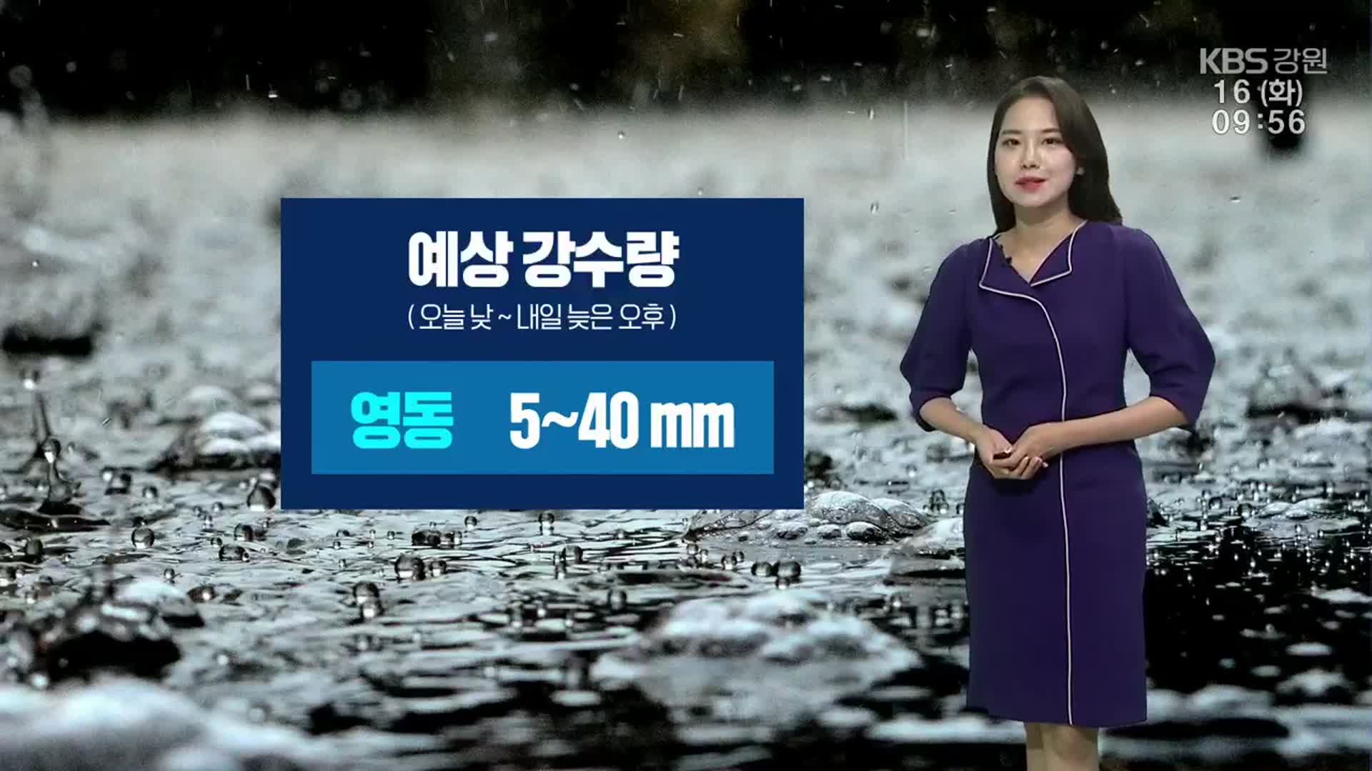[날씨] 강원 영동 ‘5~40mm 비’…낮 기온 올라, 춘천·강릉 31도